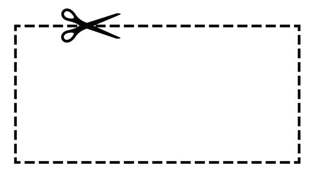 ilustraciones, imágenes clip art, dibujos animados e iconos de stock de las tijeras cortan el cupón en la línea punteada con el icono del guión. - sewing box