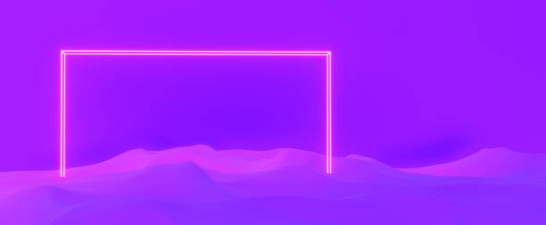 istock Laser glowing frame in purple waves background 1479451311