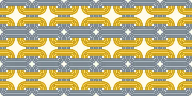 Vector illustration of Lattice geometric seamless pattern vector design, trendy retro style minimal grid tiling, net linear art.