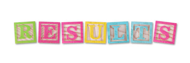 istock Results concept with childs wood blocks on white with clipping path 1479453688