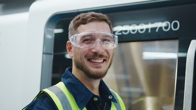 Portrait Control Engineer man look at smile to camera