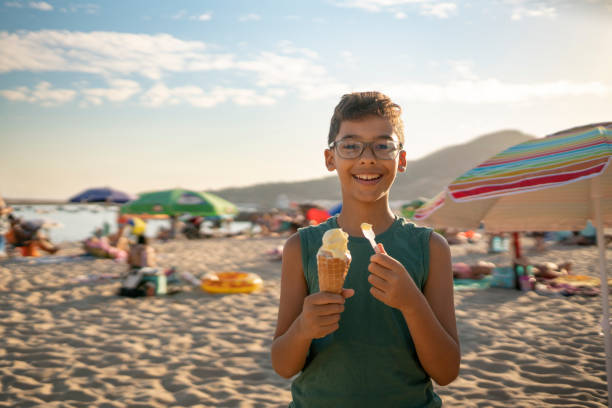 Summer tourism at Praia da California in Sesimbra, Portugal