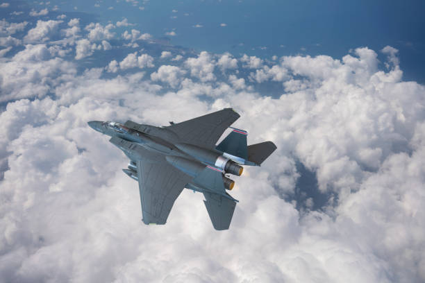 volo di addestramento militare air force jets. - air force teamwork fighter plane airplane foto e immagini stock