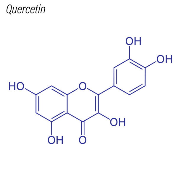 ケルセチンの骨格式。薬物化学分子。 - quercetin点のイラスト素材／クリップアート素材／マンガ素材／アイコン素材