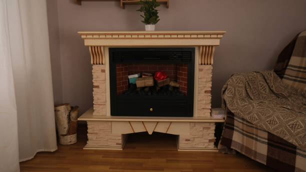 istock A cozy corner with a fireplace and an armchair. 1479469227