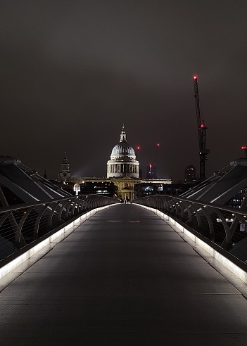 St. Paul's Cathedral at night from the Millennium Bridge
