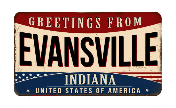 Greetings from Evansville vintage rusty metal sign Greetings from Evansville vintage rusty metal sign on a white background, vector illustration evansville indiana stock illustrations