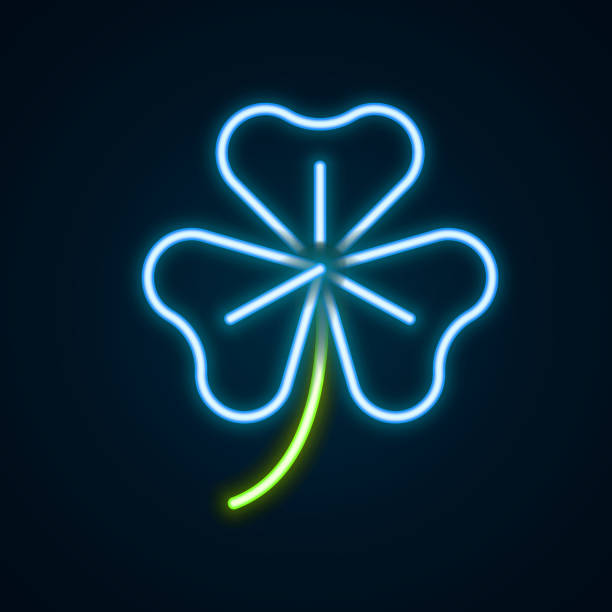 istock Glowing neon line Clover trefoil leaf icon isolated on black background. Happy Saint Patricks day. National Irish holiday. Colorful outline concept. Vector 1479474178