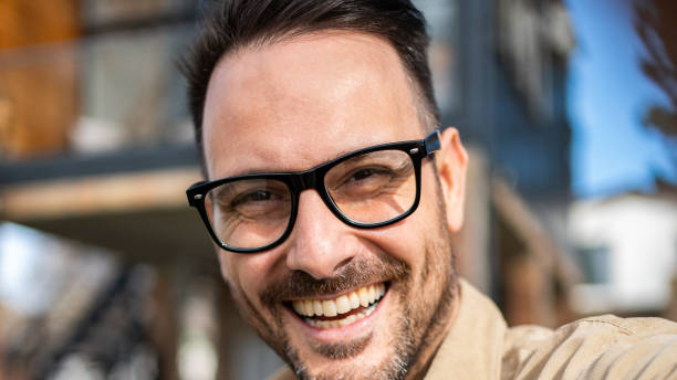 Portrait of a middle-aged man, close-up of the eyes