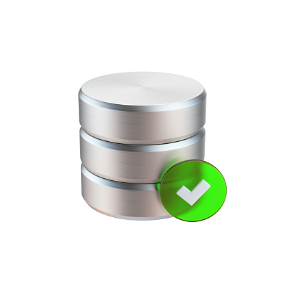 This is a 3D illustration of a working database icon