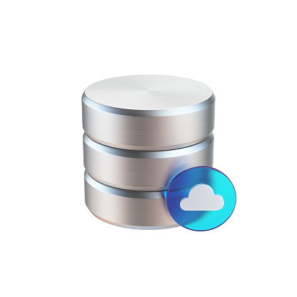 This is a vector illustration of a cloud database 3D icon