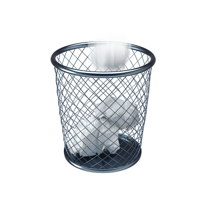 This is a 3D illustration of a paper bin basket