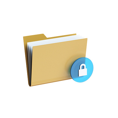 This is a 3D illustration of a secured folder icon