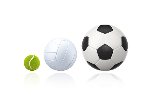 This is a 3D illustration of three sports ball