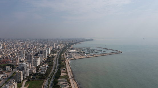 Aerial View of cityscape in Mersin Province in Turkey.