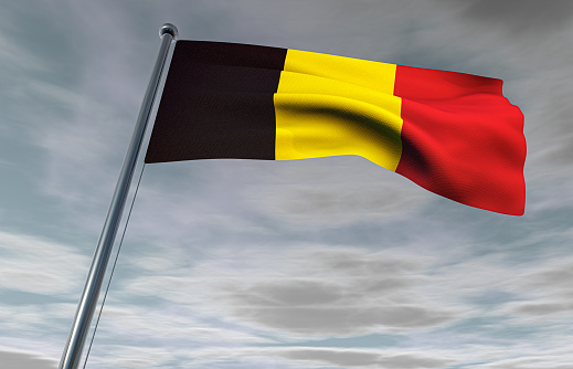 Belgian Flag on a Cloudy Sky