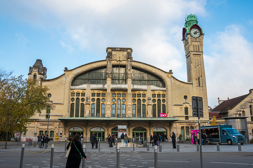 Rouen, Normandy, France on December 1, 2022. Art deco train station.
