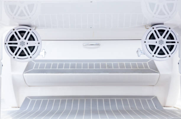 istock Two musical speakers are integrated into a luxury yacht case. 1479483193