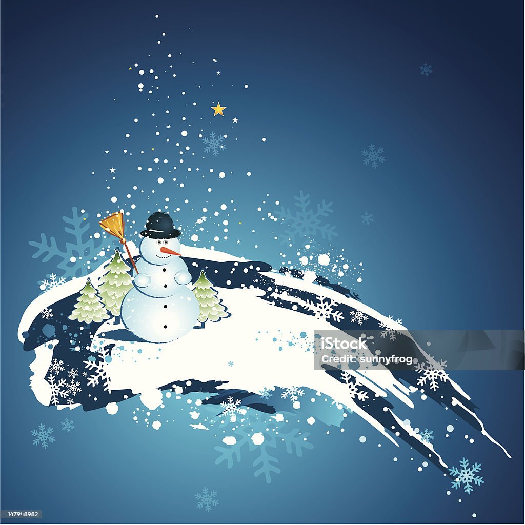 Cartão de Natal com um boneco de neve - Vetor de Abstrato royalty-free
