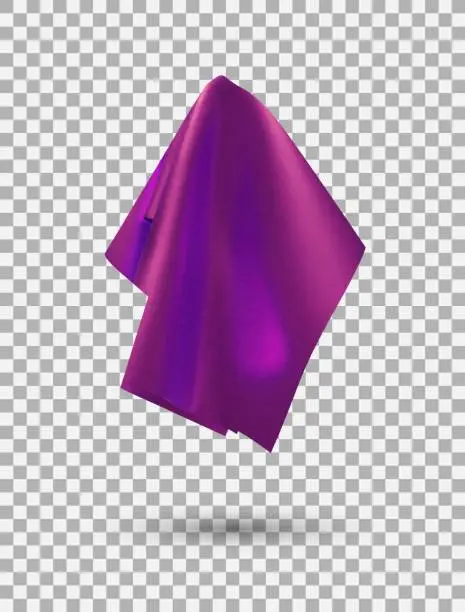 Vector illustration of Pink purple shiny fabric, handkerchief or tablecloth hanging