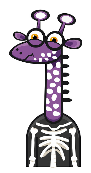 Giraffe dressed as a skeleton