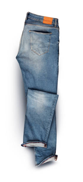istock Blue jeans isolated on white background. Top view 1479495255