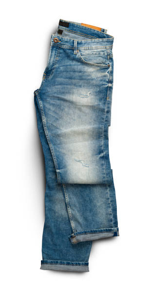 istock Blue jeans isolated on white background. Top view 1479495256