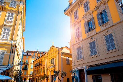 Historic houses at the Cours Saleya in Nice, Cote Azur, France