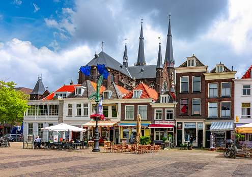 Buildings on Delft market square, Netherlands