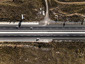 Asphalt road shoot directly above