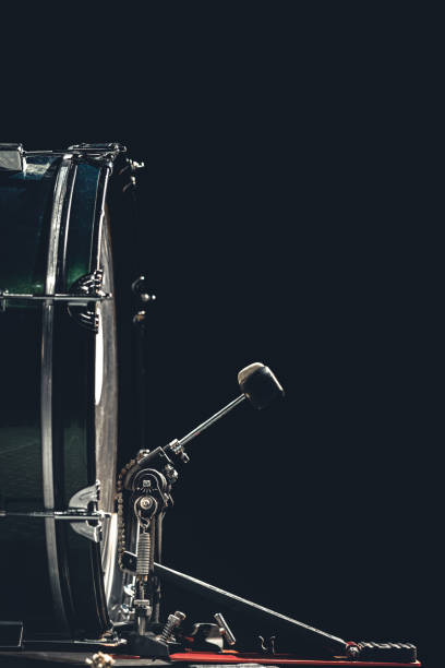 istock Bass drum with pedal, musical instrument on black background. 1479499072