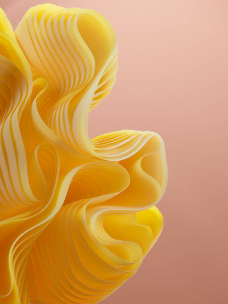 istock Yellow gradient abstract layered organic shape 3d illustration, pasta food concept 1479507071
