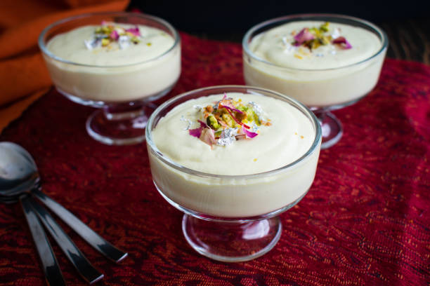 Ras Malai Mousse Served in Glass Dessert Dishes