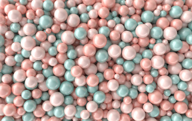 istock Abstract 3d rendering geometric background with pink, green pearl spheres, beads 1479509160