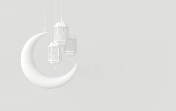 istock White lantern and crescent moon on white background for muslim holiday Ramadan Kareem. Traditional religious islamic symbol 1479509214