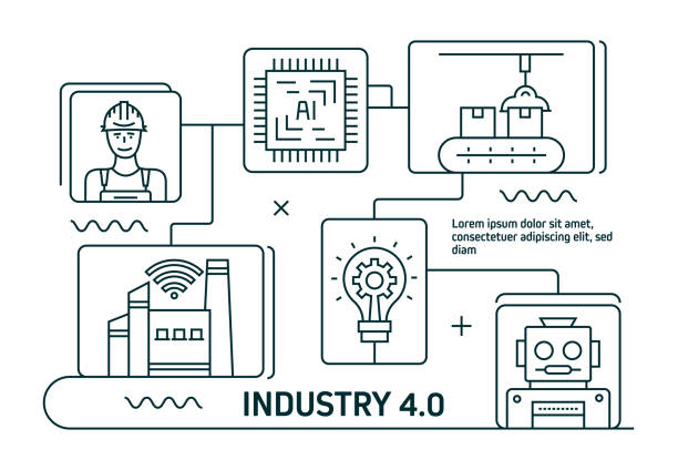 Industry 4.0 Line icons. Modern graphic desing. Vector line icons. Ready-to-use desing for banner, book, brochure, web.
