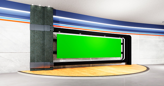 3d virtual studio set, ideal for green screen compositing.