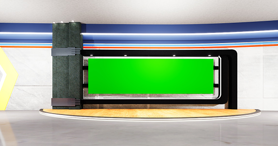 3d virtual studio set, ideal for green screen compositing.