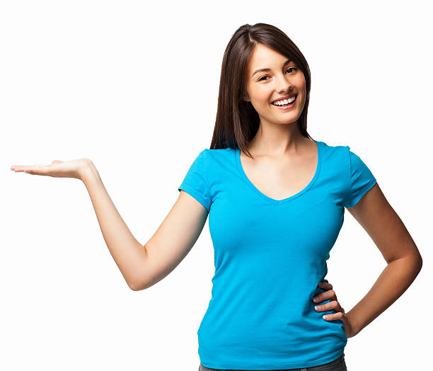 istock Cute Woman Presenting an Invisible Product - Isolated 147951630