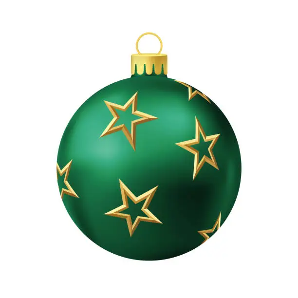 Vector illustration of Green Christmas tree ball with gold star