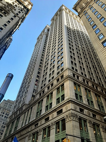 Side angle of the top half Equitable Building in NYC.