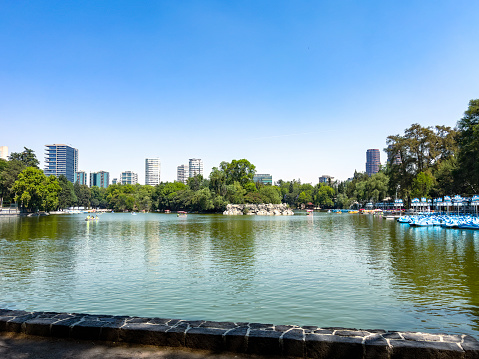 Weekend activities at the Lago Mayor lake at Chapultepec Park in Mexico City