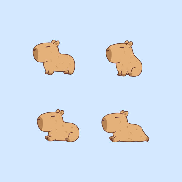 Cute capybara cartoon, vector illustration Cute capybara cartoon, vector illustration capybara stock illustrations