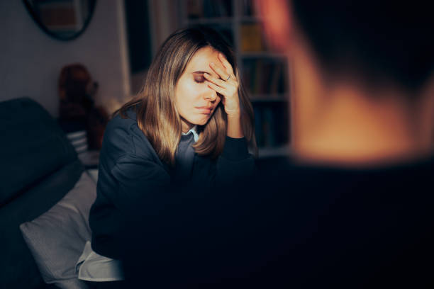 istock Sad Unhappy Woman Breaking up with Her Partner After Discussing 1479543112