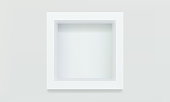 istock Empty white cube shelf or niche on wall 3D mockup 1479544505