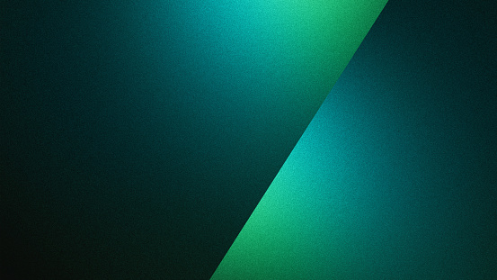 Green grainy gradient geometric background, dark green with blue lights shadows, noise texture effect, poster banner design