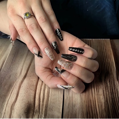 Black nail art design