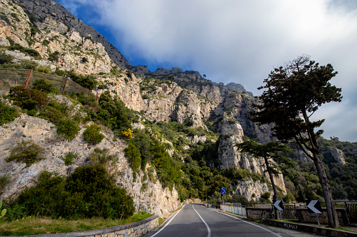 Part of the SS163 coast road on the way to Positano on the Amalfi Coast, Italy