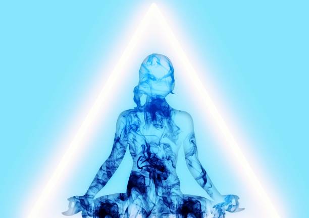 istock 3d illustration of meditating woman silhouette with light effects 1479554547