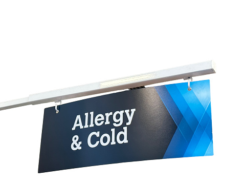 Allergy and cold sign on white background